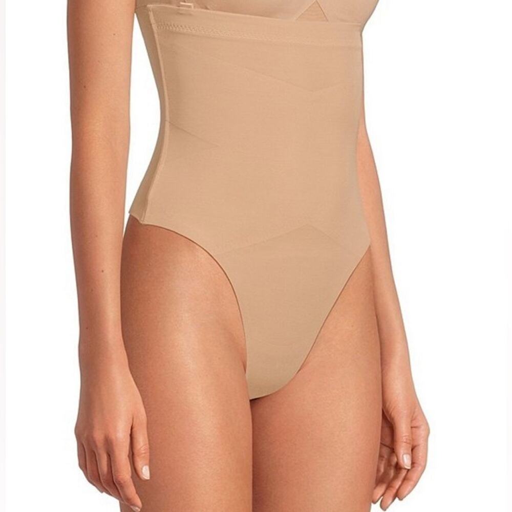 Honeylove SuperPower Thong Bridal Event glam High Waist Tummy Control NWT Sand L